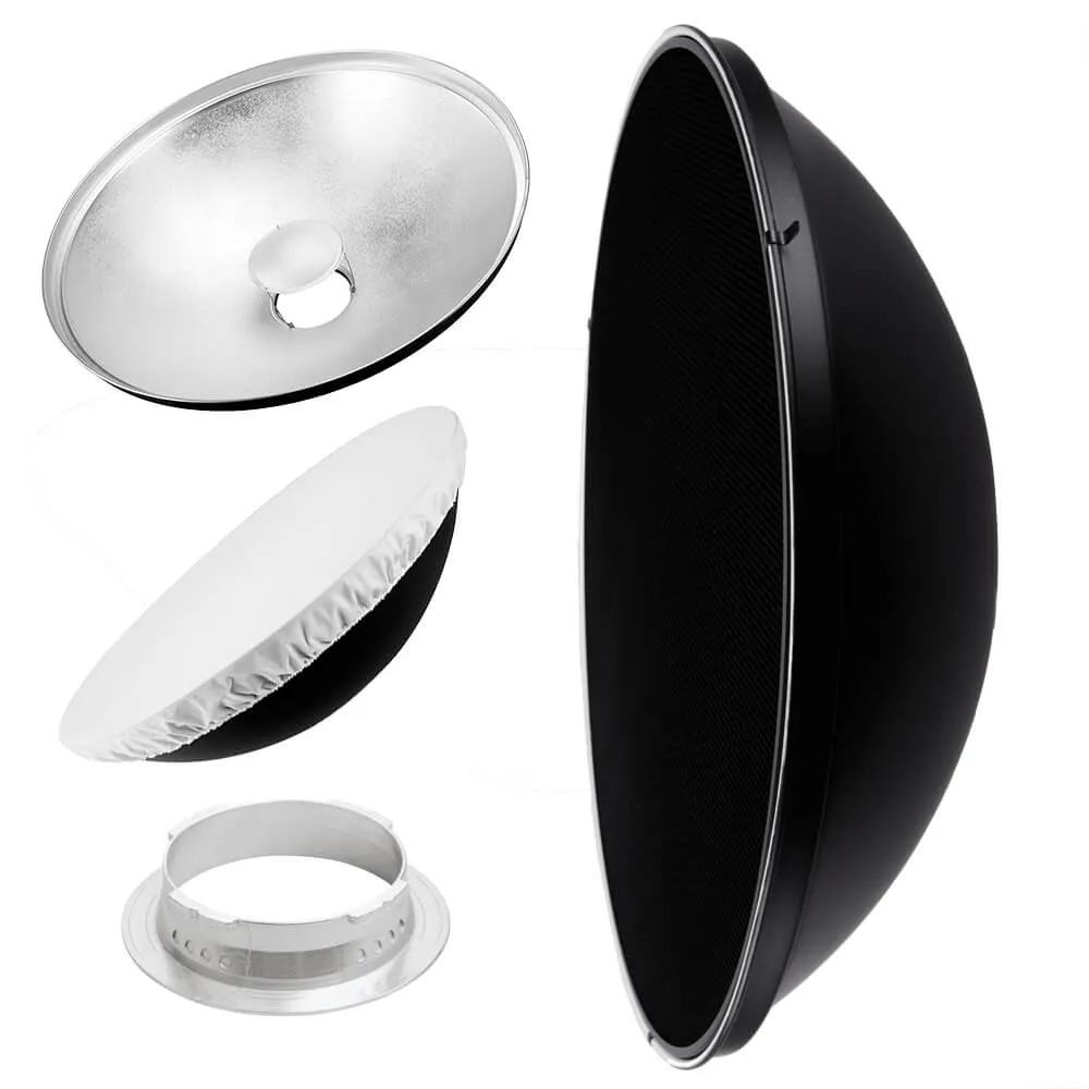 27.5" Photography Beauty Dish Reflector Silver & Grid